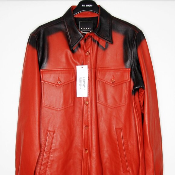 BNWT AW21 MARNI SPRAY PRINT LEATHER SHIRT JACKET 48 - Picture 2 of 13